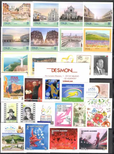 2021 Italien 93 Werte + 6 Zettel + 6 Touristen-Miniblätter - postfrisch **