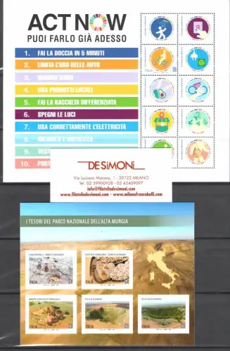 2021 Italien 93 Werte + 6 Zettel + 6 Touristen-Miniblätter - postfrisch **