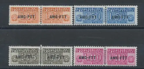 1953 TRIEST A - Pakete in Konzession, filigranes Rad, Nr. 1/4, postfrisch**