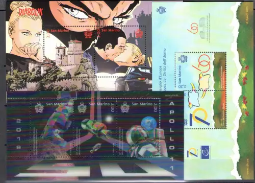 2019 San Marino, kompletter Jahrgang 21 Werte + 6 Zettel, postfrisch **