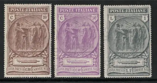 1923 Italien Königreich, Schwarzhemd Nr. 147/49, postfrisch**