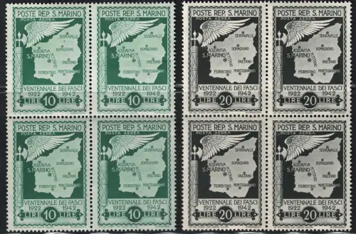 1943 San Marino, 20 Jahre Fasci Non Emessi, Posta Aerea # 32/33, MNH **