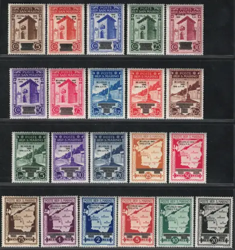 1943 San Marino, Fall des Faschismus 28. Juli 1943 # 253/65 + A34/41, postfrisch **
