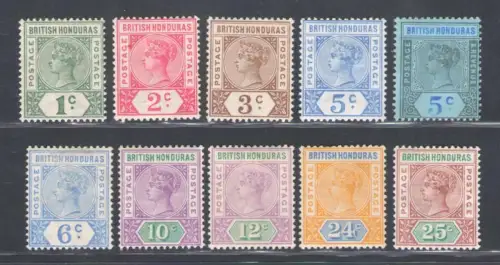 1891-01 British Honduras, Stanley Gibbons n. 51/61 - MH*