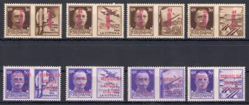 1944 Italienische Sozialrepublik, Kriegspropaganda Nr. 41/I-48/I - MNH**