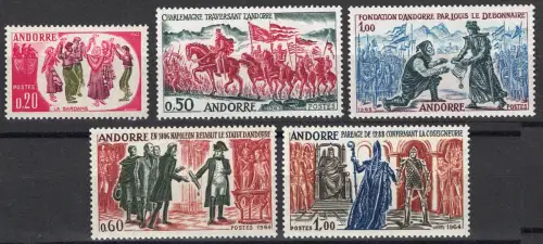1963-64 FRANZÖSISCHES ANDORRA, # 166/70 Historische Ereignisse, postfrisch **