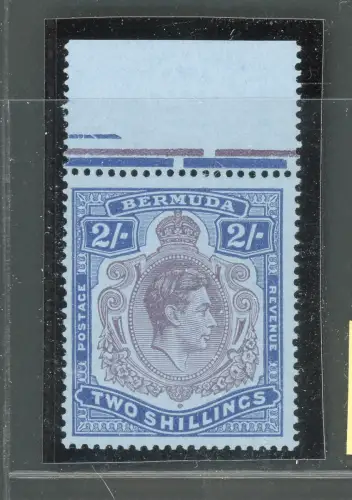 1938-53 BERMUDA, Stanley Gibbons Nr. 116, GEORGE VI Portrait, 2s. deep purple ultramarine/grey blue - dentellato 13 3/4 - MNH**