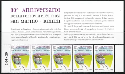 2012 San Marino, Figurierter Eckblock Elektrische Eisenbahn # 163 - MNH **