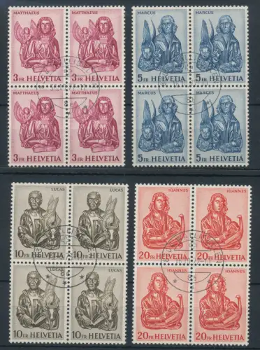 1961 Schweiz, Evangelisten # 660C/660F, Viererblock, gebraucht