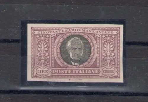 1923 Italia Nr. 156d Manzoni 5 Lire lila und schwarz ungezahnt MNH **