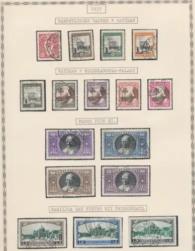 1933 Vatikan, Serie Gärten und Medaillons Nr. 19/34 + E3, E4 gebraucht gut zentriert