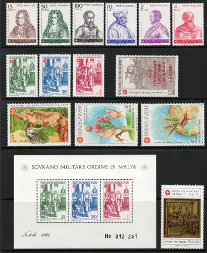 1981 Smom, kompletter Jahrgang 14 Werte + 1 Zettel - postfrisch **