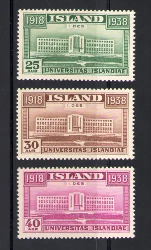 1938 ISLAND, 20. Ann. Selbstverwaltung, Nr. 168-170, postfrisch **