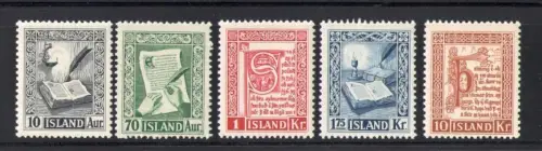 1953 ISLAND, Manuskripte Bibliothek Reykjavik, 5 Werte Nr. 245-249 postfrisch **