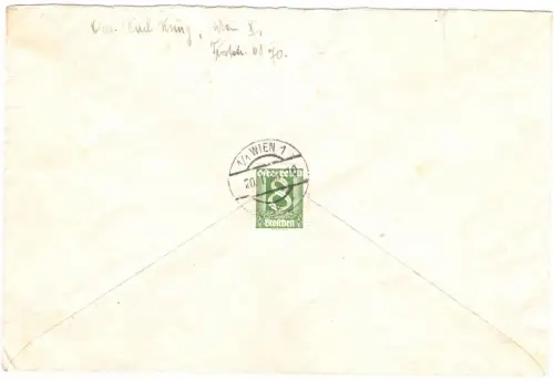 1933 ÖSTERREICH, Nr. 426/429 - Ski-WM - F.I.S., 4 Werte, gebraucht im Luftumschlag - Wien-Semmering