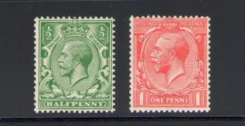 1913 GROSSBRITANNIEN, GREAT BRITAIN, Abbild König Georg V., Nr. 157-158 Unified, 397-398 S.G. MNH**