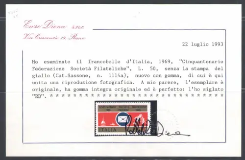 1969 Italien Republik, Ohne den Aufdruck der gelben Nr. 1114a, postfrisch**