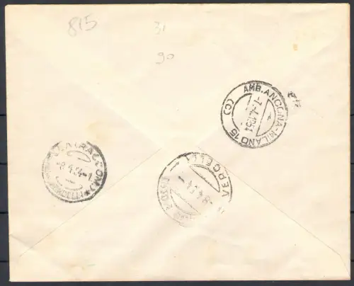 1954 SAN MARINO, Luftpost 1000 Lire Ansicht, empfohlene Expressreise nach Biella