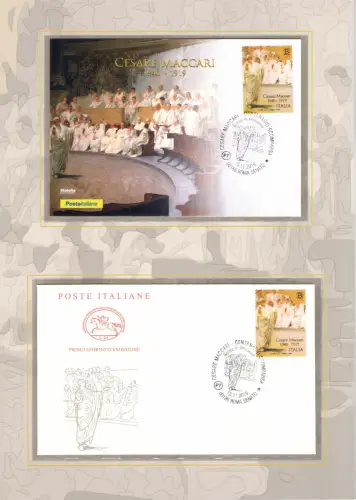 2019 ITALIEN, Box - Folder Cesare Maccari + Münzserie mit 9 Werten mit Silber - 1.200 Auflage postfrisch **