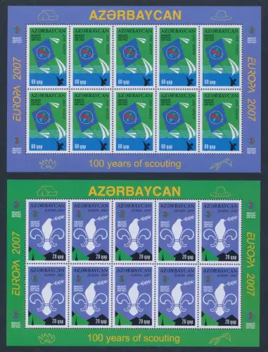 2007 EUROPA CEPT, Aserbaidschan, 2 Kleinblätter à 10er, Scout, postfrisch **