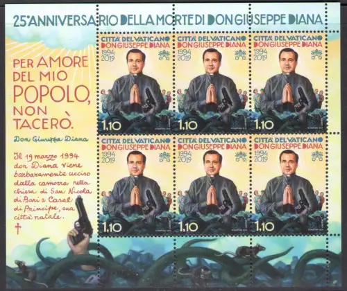 2019 Vatikan - Minifoglio Nr. 1828, Don Giuseppe Diana, 6 Werte, postfrisch **