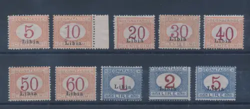 1915 LIBYEN, Steuermarken, 10 Werte, MLH*