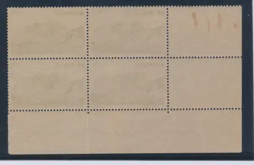 1939 MONACO, Nr. 184, Einweihung des Stadions Louis II., 10 Franken grün, prächtiges Viertel mit Tafelnummer, postfrisch **