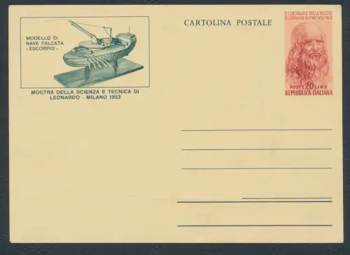 1953 Republik - C 152 - Postkarte, L 20 rot - Leonardo - Neu