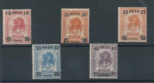 1923 SOMALIA, Nr. 39/43, Löwen überdruckt, 5 Werte, postfrisch** (Serie nicht vollständig)