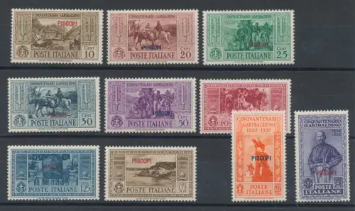 1932 Ägäis, Piscopi, Garibaldi, n. 17/26, 10 Werte, postfrisch**