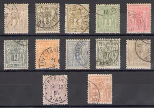 1882-1889 LUXEMBURG - Allegorische Gruppe Nr. 47/58, 12 Werte, Gebraucht