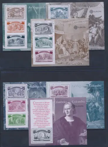 1992 Portugal - 1492-1992 The Voyages of Columbus - 6 Foglietti/Souvenir Sheets - MNH**