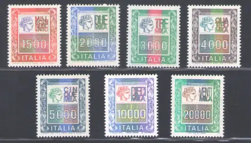 1978-87 Italien, komplette Serie, Hohe Werte in Lire, postfrisch **