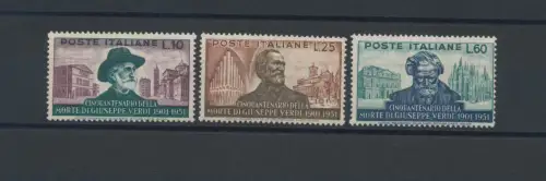 1951 Italien - Republik, Giuseppe Verdi, 3 Werte, Nr. 677/79, postfrisch**