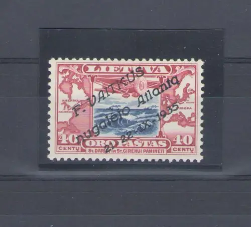 1935 Litauen - Luftpost - Nr. A94 - Flug Flug New York Kaunas - Diagonaler Aufdruck - F. Vaitkus - MLH*