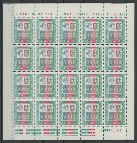 1978-79 Italien - Republik, Nr. 1440, 3000 Lire polychrom, im Kleinbogen von 20, postfrisch **