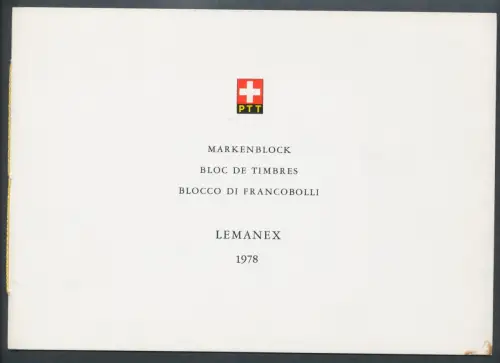 1978 SCHWEIZ, Zettel Nr. 23 - Luxus-Gedenkheft Lemanex 1978, interessant