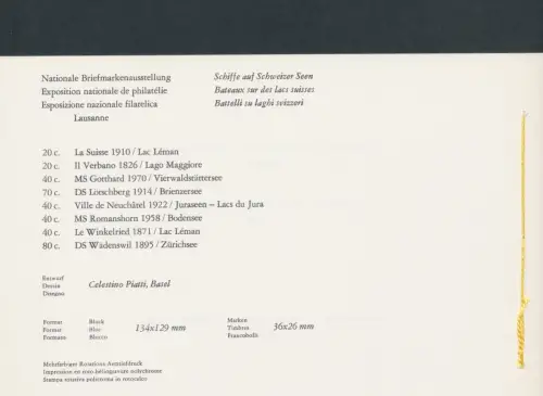 1978 SCHWEIZ, Zettel Nr. 23 - Luxus-Gedenkheft Lemanex 1978, interessant