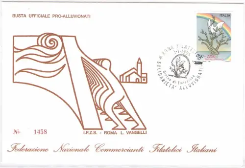 1995 Republik, offizieller Ersttagsumschlag, Pro Alluvionati, Stempel 2-1-1995