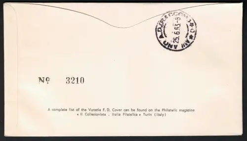 1963 Vatikan, Sitz frei, Umschlag Venetia Club, Einschreiben Ankunftsstempel