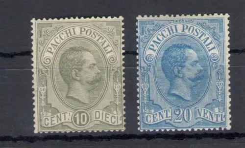 1884-86 Italien, Umberto I., Postpakete, komplette Serie 1/6, 6 Werte, Bildnis von Umberto I., postfrisch** - Vaccari Zertifikat
