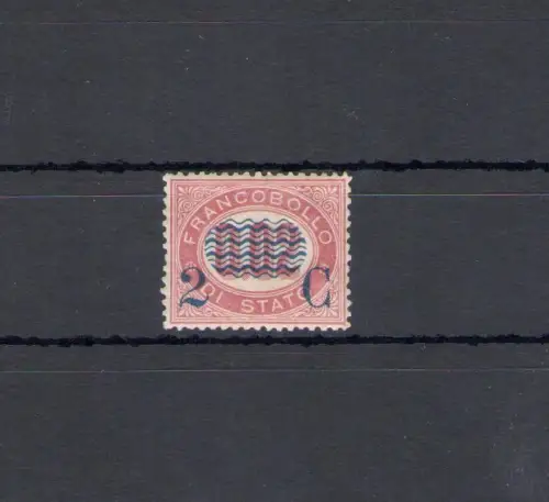 1878 Königreich Italien, 2 Cent auf 0,02 Lack, Nr. 29, Aufdruckservice, postfrisch** - Raybaudi Zertifikat