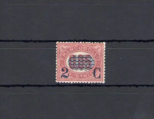 1878 Königreich Italien, 2 Cent auf 0,05 Lack, Nr. 30, Aufdruckservice, postfrisch** - Zertifikat Chilisch