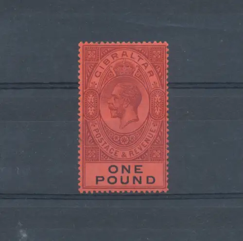 1912-24 GIBRALTAR, Bildnis von Georg V., Nr. 72, 1 £ Rot, postfrisch **