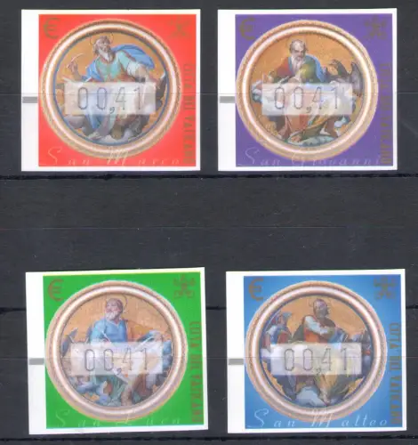 2002 Vatikan - Automatenmarken mit Seidenfäden - Nr. 11B/14B - 0,41 Cent - Vier Evangelisten - postfrisch **
