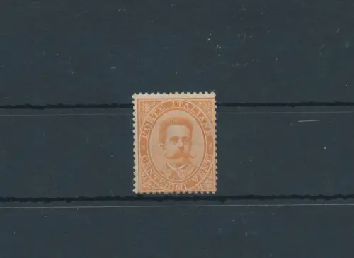 1879 Italien - Königreich, Nr. 39, Bildnis Umberto I, Centesimi 20 Orange, MNH ** - Raybaudi Zertifikat
