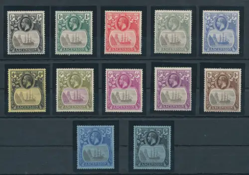 1924-33 Ascension, Stanley Gibbons n. 10/20 - Serie mit 12 Werten - MLH*