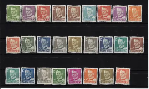 1948-53 DÄNEMARK, König Friedrich IX., Ordentliche Serie, # 315/31C, 26 Werte, postfrisch**