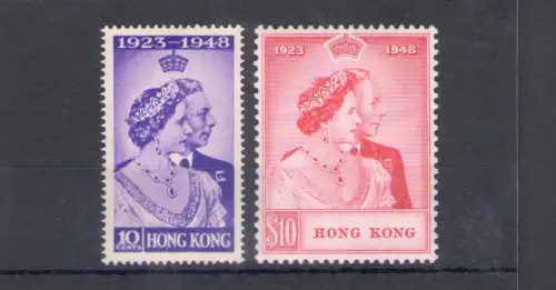 1948 HONGKONG, Royal Silver Wedding, SG 171/172 2er Set - MLH*