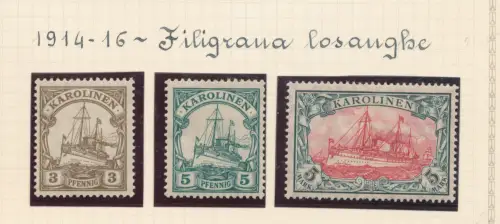 1914-16 Caroline - Yvert Nr. 21-23 - Rautenwasserzeichen - MH*